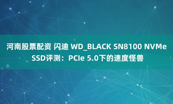 河南股票配资 闪迪 WD_BLACK SN8100 NVMe SSD评测：PCIe 5.0下的速度怪兽
